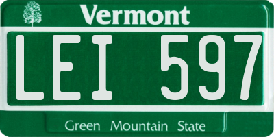VT license plate LEI597