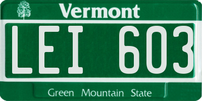 VT license plate LEI603