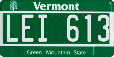 VT license plate LEI613