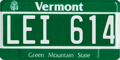 VT license plate LEI614