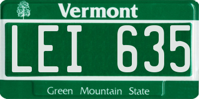 VT license plate LEI635