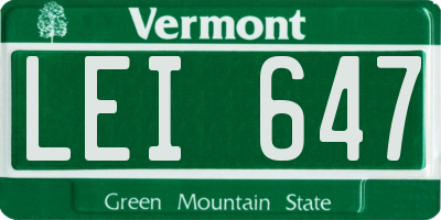 VT license plate LEI647