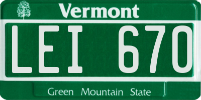 VT license plate LEI670