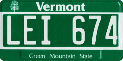 VT license plate LEI674