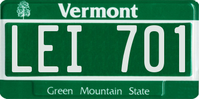 VT license plate LEI701