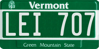 VT license plate LEI707