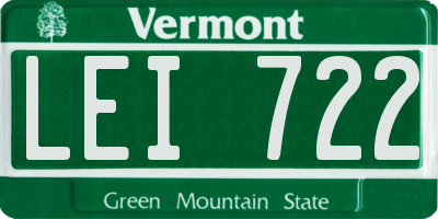 VT license plate LEI722
