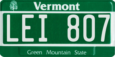 VT license plate LEI807