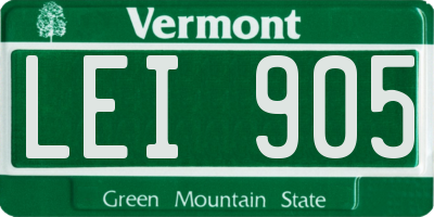 VT license plate LEI905