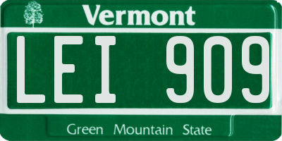 VT license plate LEI909