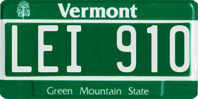 VT license plate LEI910