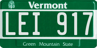 VT license plate LEI917