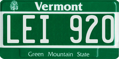 VT license plate LEI920