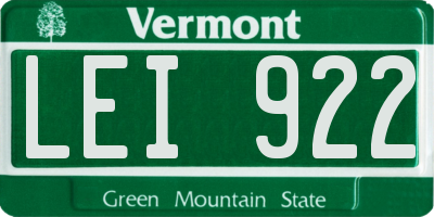 VT license plate LEI922