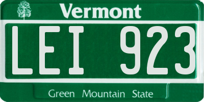 VT license plate LEI923