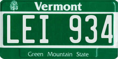 VT license plate LEI934
