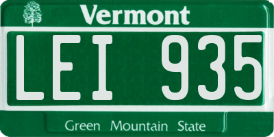VT license plate LEI935
