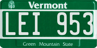 VT license plate LEI953