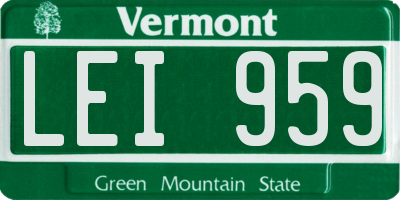VT license plate LEI959