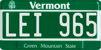 VT license plate LEI965
