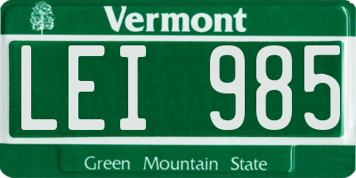 VT license plate LEI985