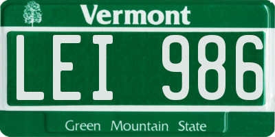 VT license plate LEI986