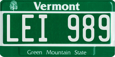 VT license plate LEI989