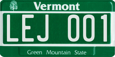 VT license plate LEJ001
