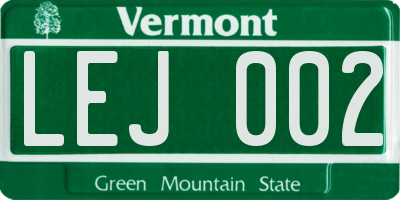 VT license plate LEJ002