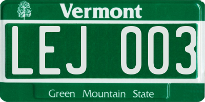 VT license plate LEJ003