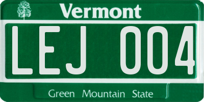 VT license plate LEJ004