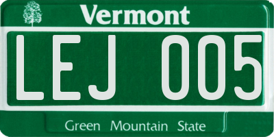 VT license plate LEJ005