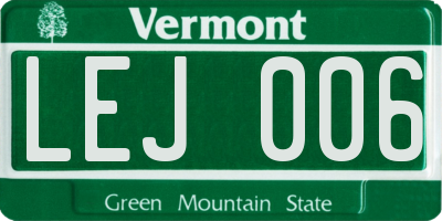 VT license plate LEJ006