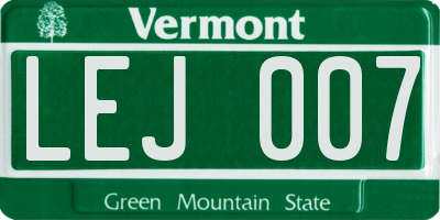 VT license plate LEJ007