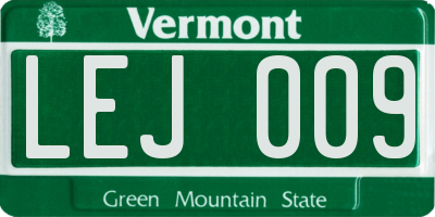 VT license plate LEJ009