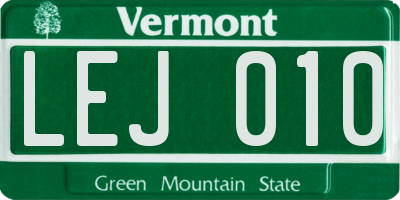 VT license plate LEJ010