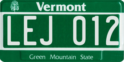 VT license plate LEJ012