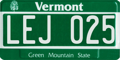 VT license plate LEJ025