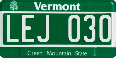 VT license plate LEJ030