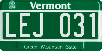 VT license plate LEJ031