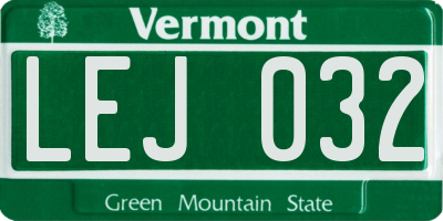 VT license plate LEJ032