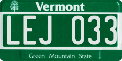 VT license plate LEJ033