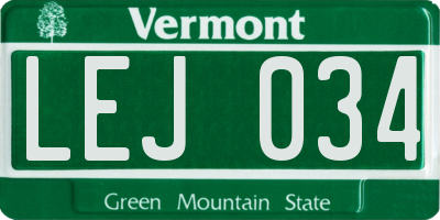 VT license plate LEJ034