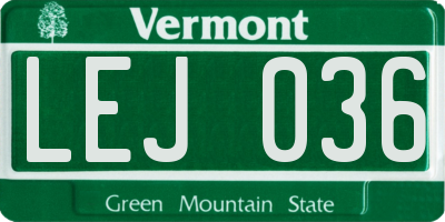 VT license plate LEJ036