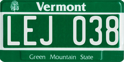 VT license plate LEJ038