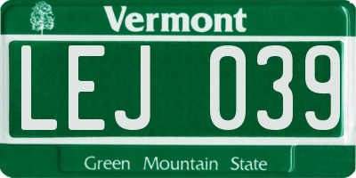 VT license plate LEJ039