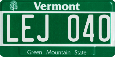 VT license plate LEJ040
