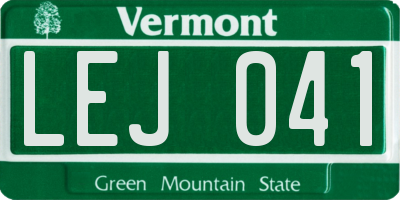 VT license plate LEJ041