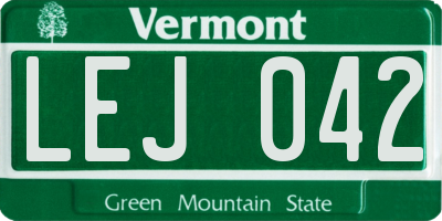 VT license plate LEJ042