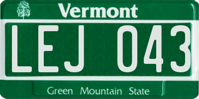 VT license plate LEJ043